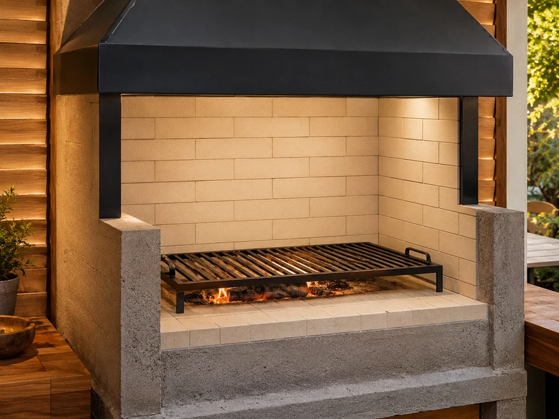 Quincho con parrilla de ladrillo refractario